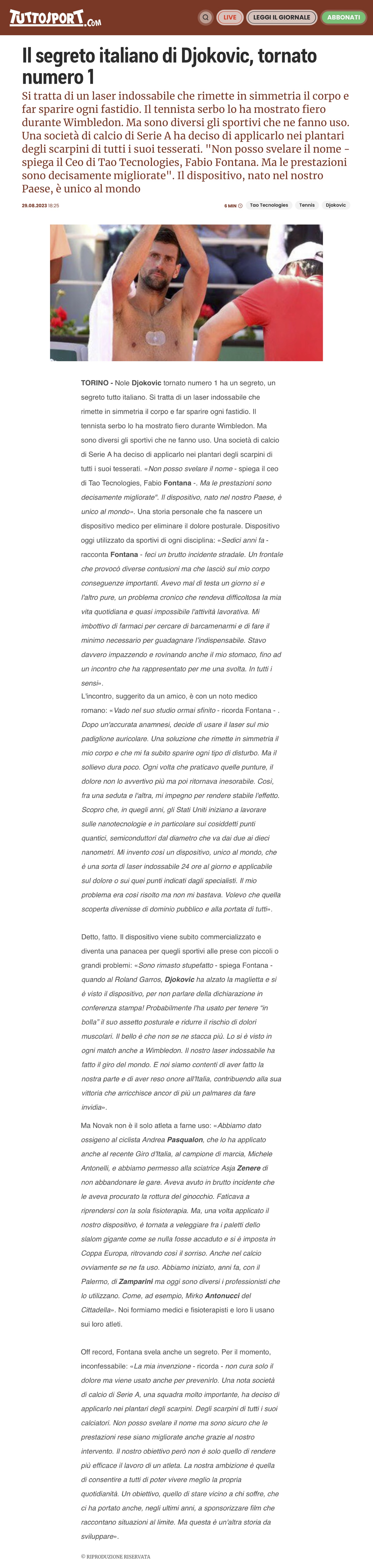 TUTTOSPORT - articoli djokovic in pdf per fabiophotonic